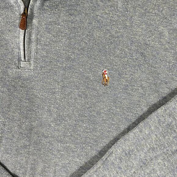 Polo Ralph Lauren Gray Quarter Zip Estate Rib Sweater Men's XL Preppy - Picture 3 of 9